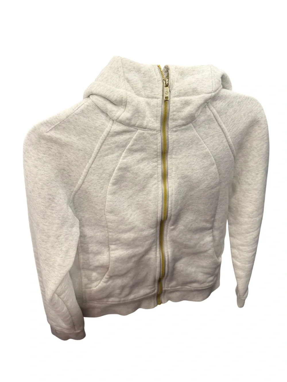lululemon athletica Scuba Hoodie - Heathered Light Ivory with Gold Zip